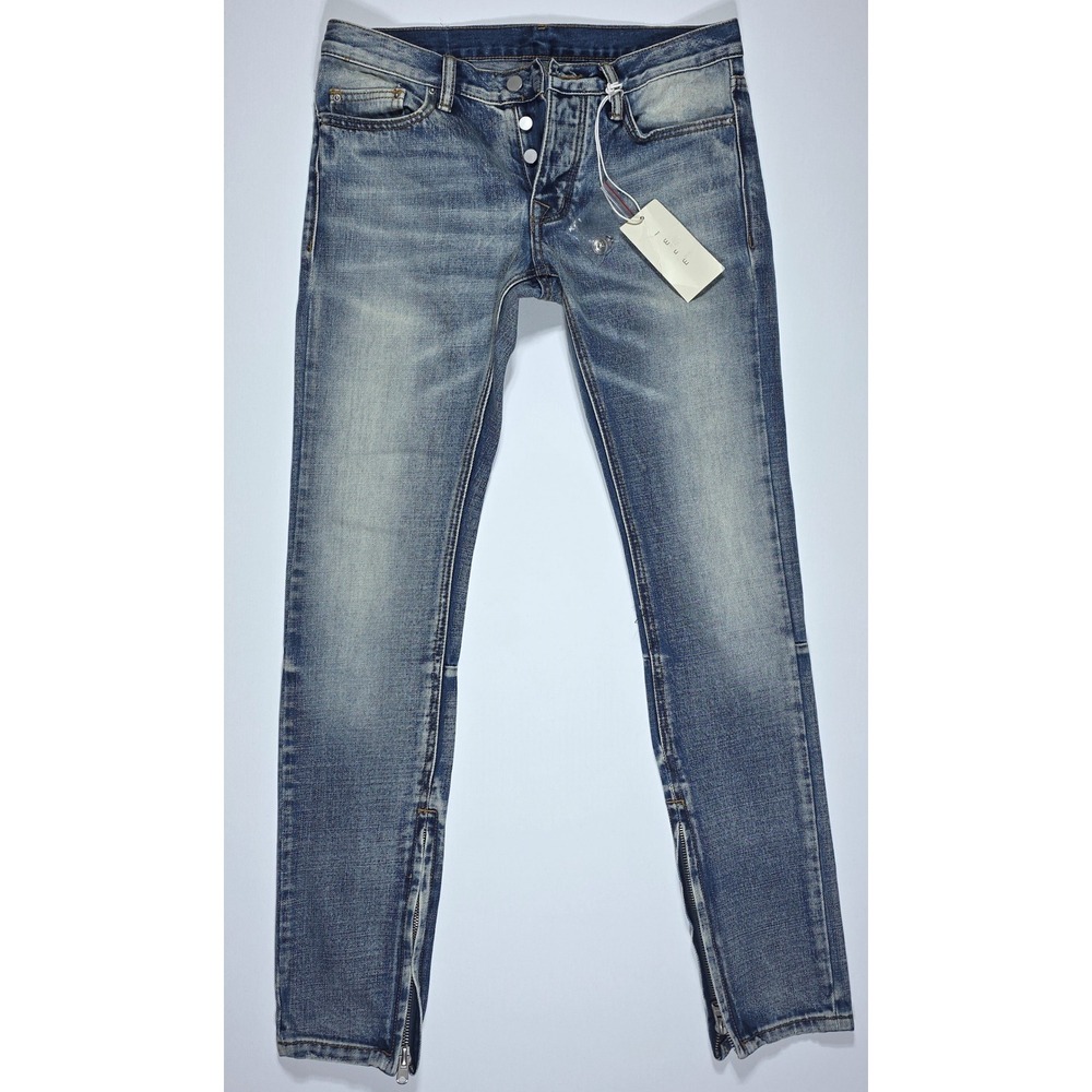MNML M1 Denim Jeans Mens 29 Blue Wash Zipper Ankle‎ Tapered Fit Streetwear NEW
